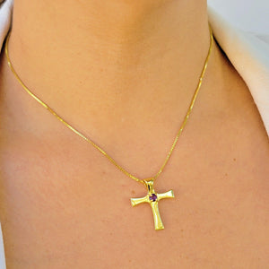 Real Amethyst Cross Necklace - Uniquelan Jewelry