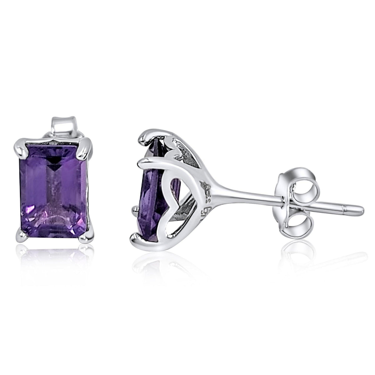 Real Amethyst Heart Stud Earrings - Uniquelan Jewelry