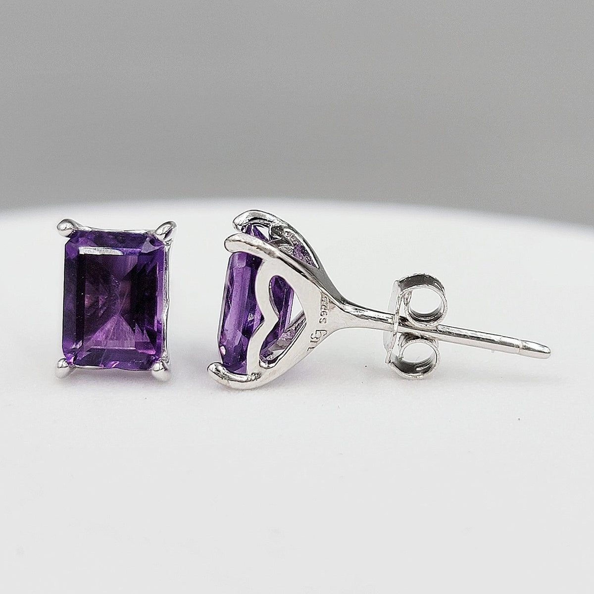 Real Amethyst Heart Stud Earrings - Uniquelan Jewelry