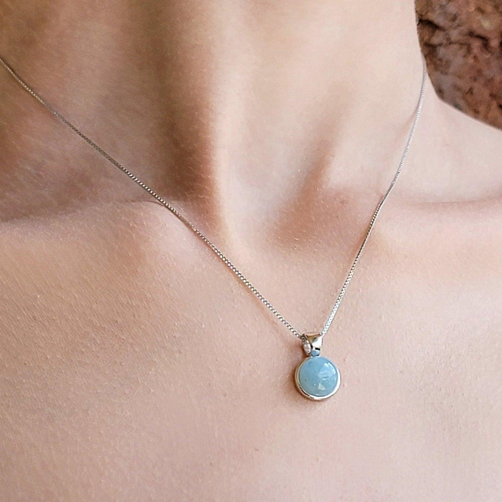 Real Aquamarine Bezel Necklace