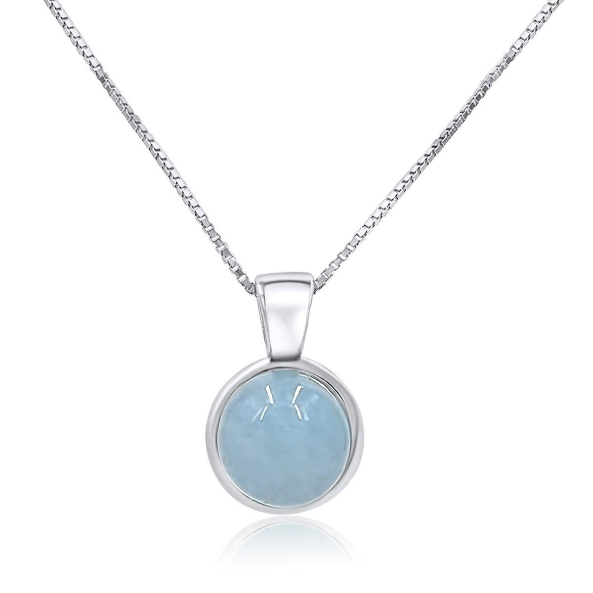 Real Aquamarine Bezel Necklace - Uniquelan Jewelry