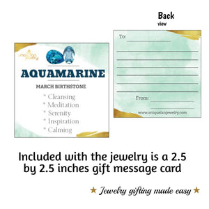Real Aquamarine Bezel Necklace - Uniquelan Jewelry