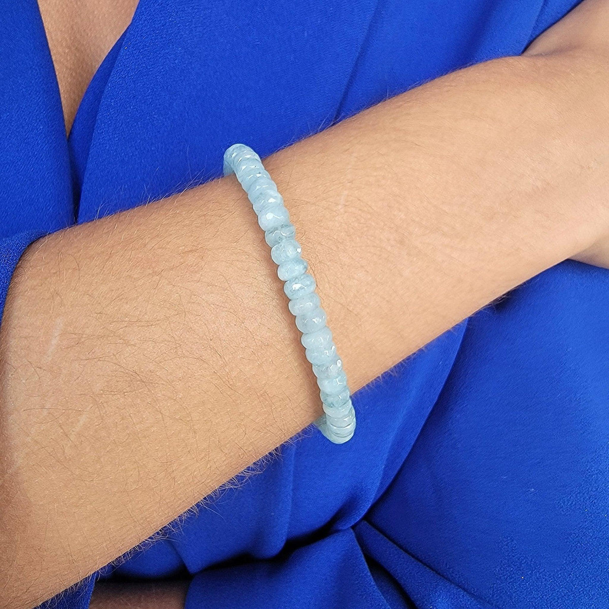 Real Aquamarine Heart Strand Bracelet - Uniquelan Jewelry