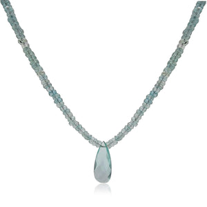 Real Aquamarine pendant Strand Necklace - Uniquelan Jewelry
