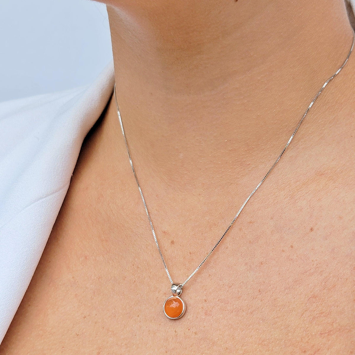 Real Carnelian Bezel Necklace - Uniquelan Jewelry