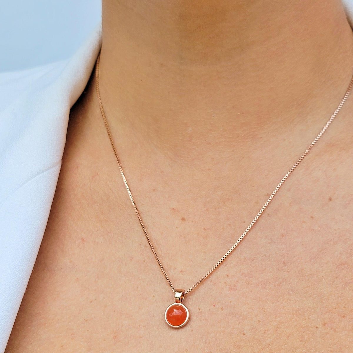 Real Carnelian Bezel Necklace - Uniquelan Jewelry