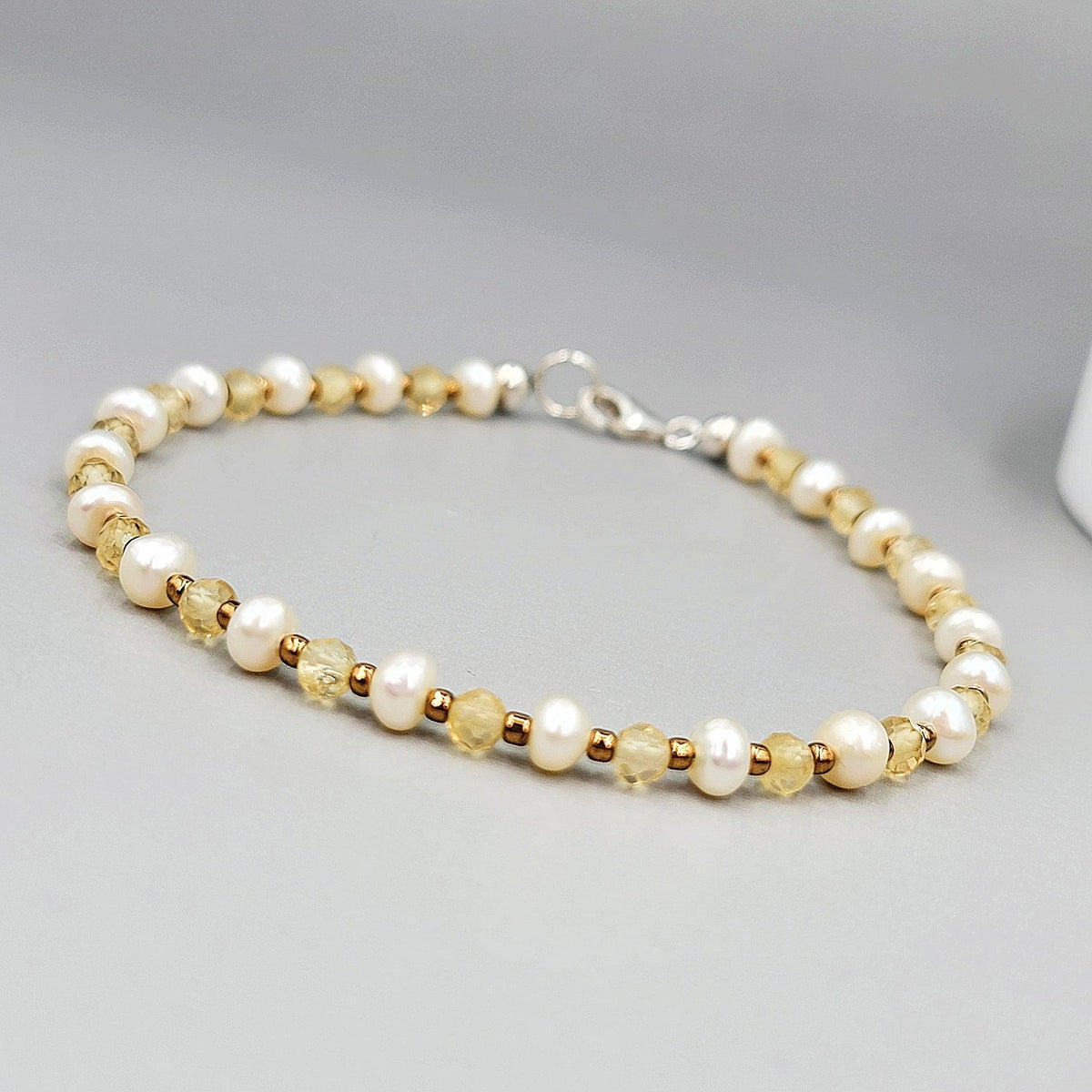 Real Citrine and Pearl Bracelet - Uniquelan Jewelry
