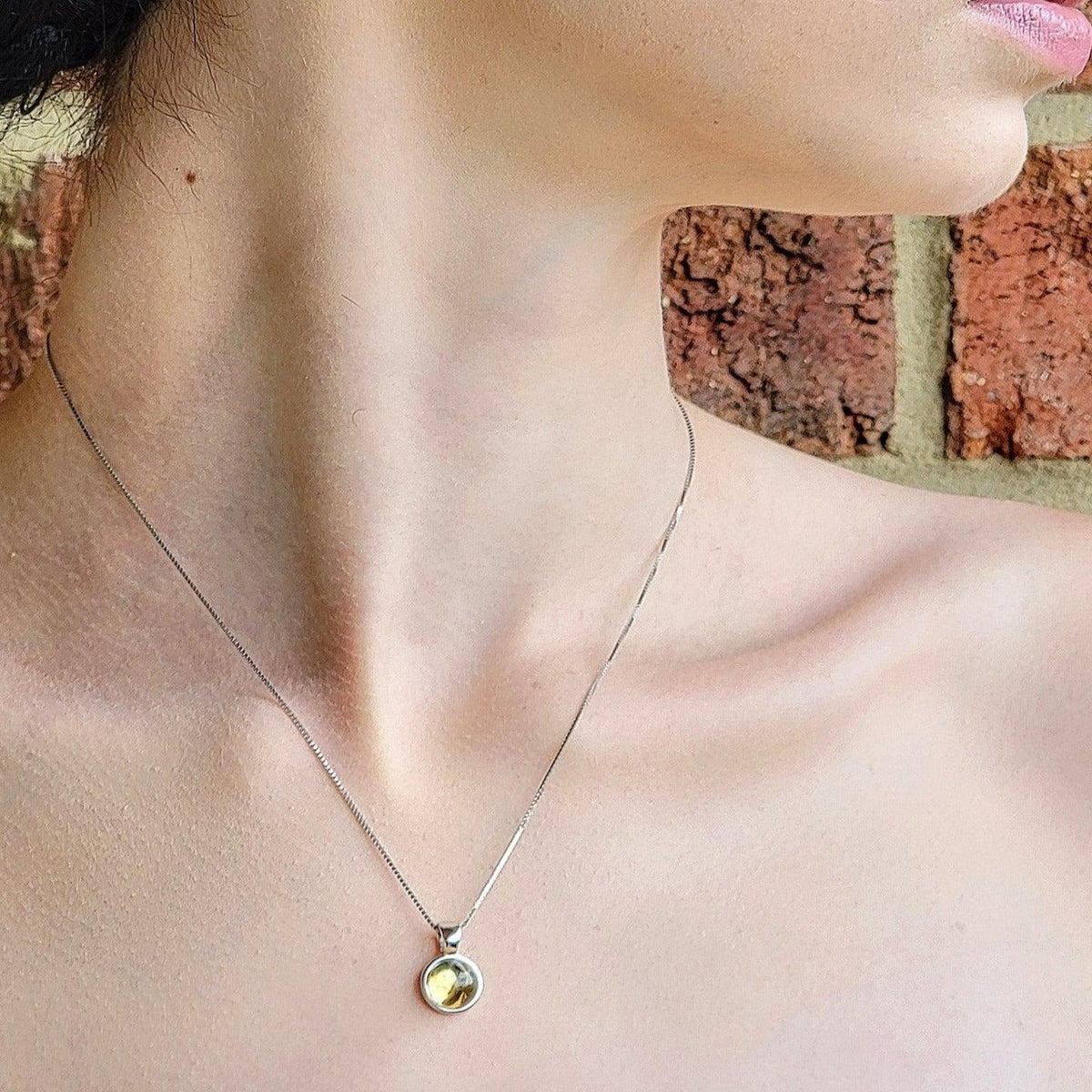 Real Citrine Bezel Necklace - Uniquelan Jewelry