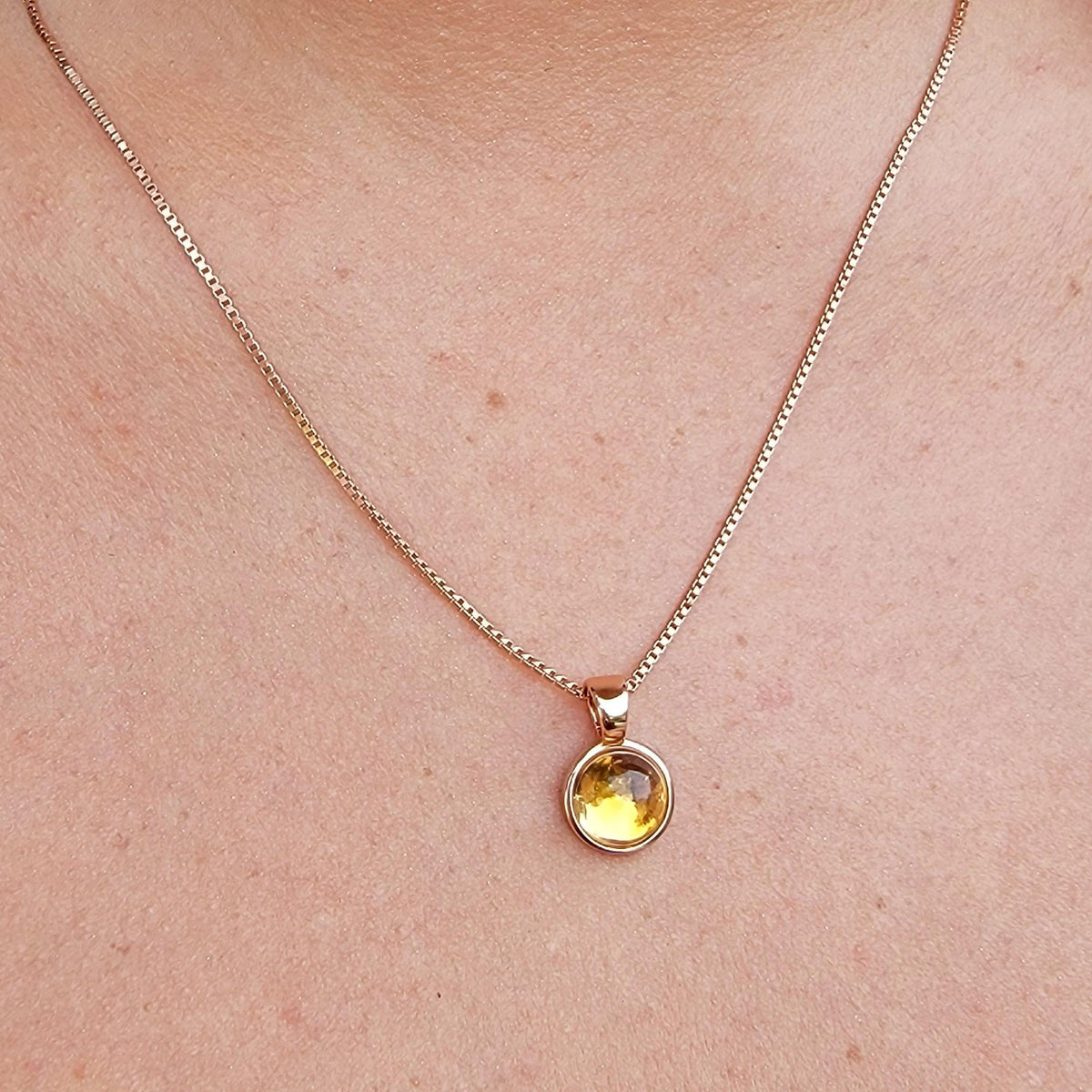 Real Citrine Bezel Necklace - Uniquelan Jewelry