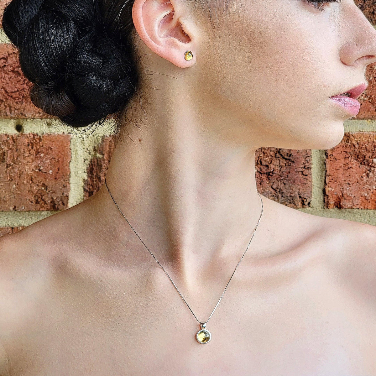 Real Citrine Bezel Necklace - Uniquelan Jewelry