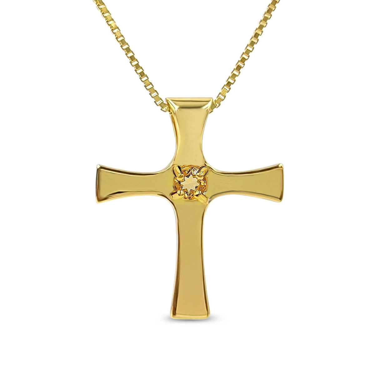 Real Citrine Cross Necklace - Uniquelan Jewelry