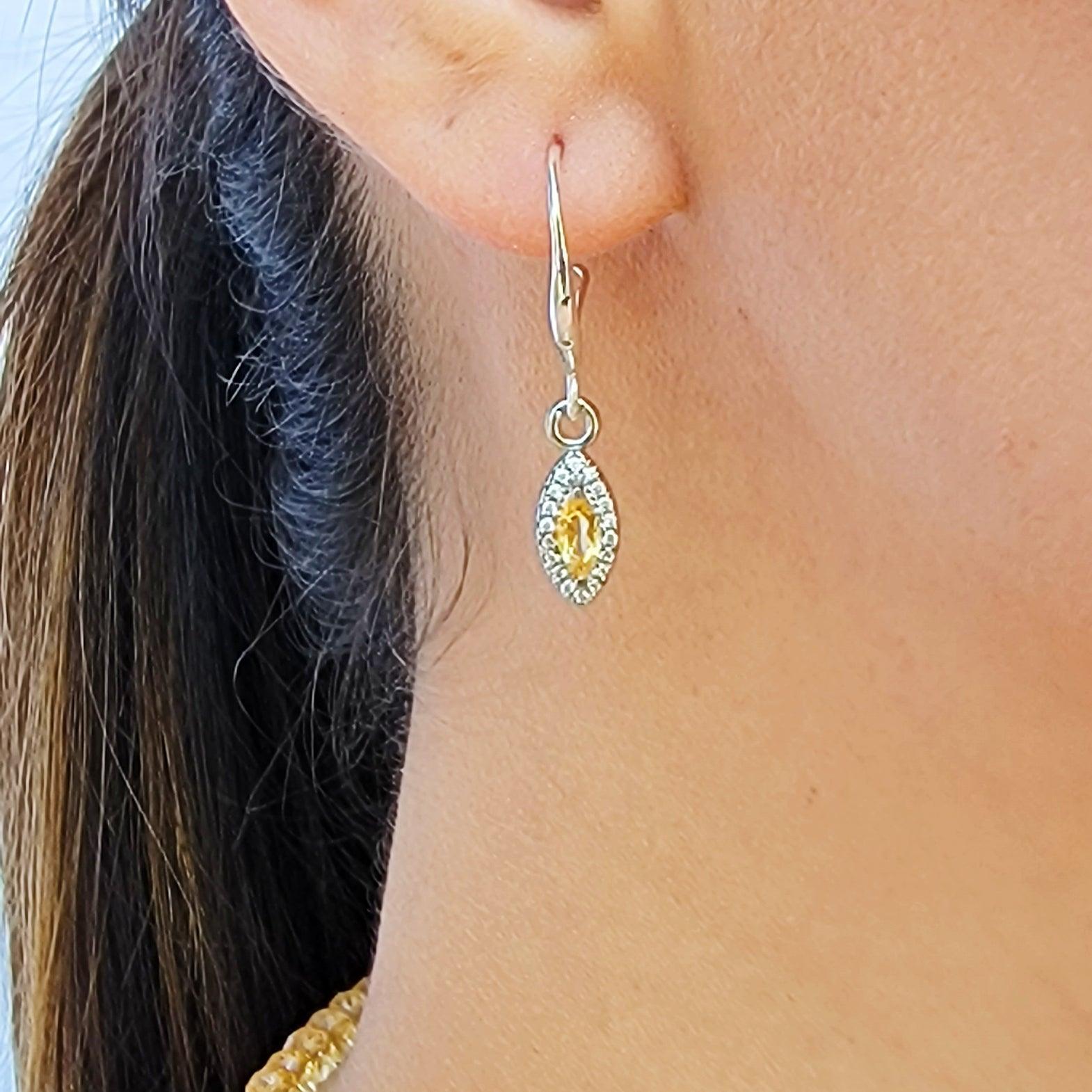 Real Citrine Drop Earrings - Uniquelan Jewelry