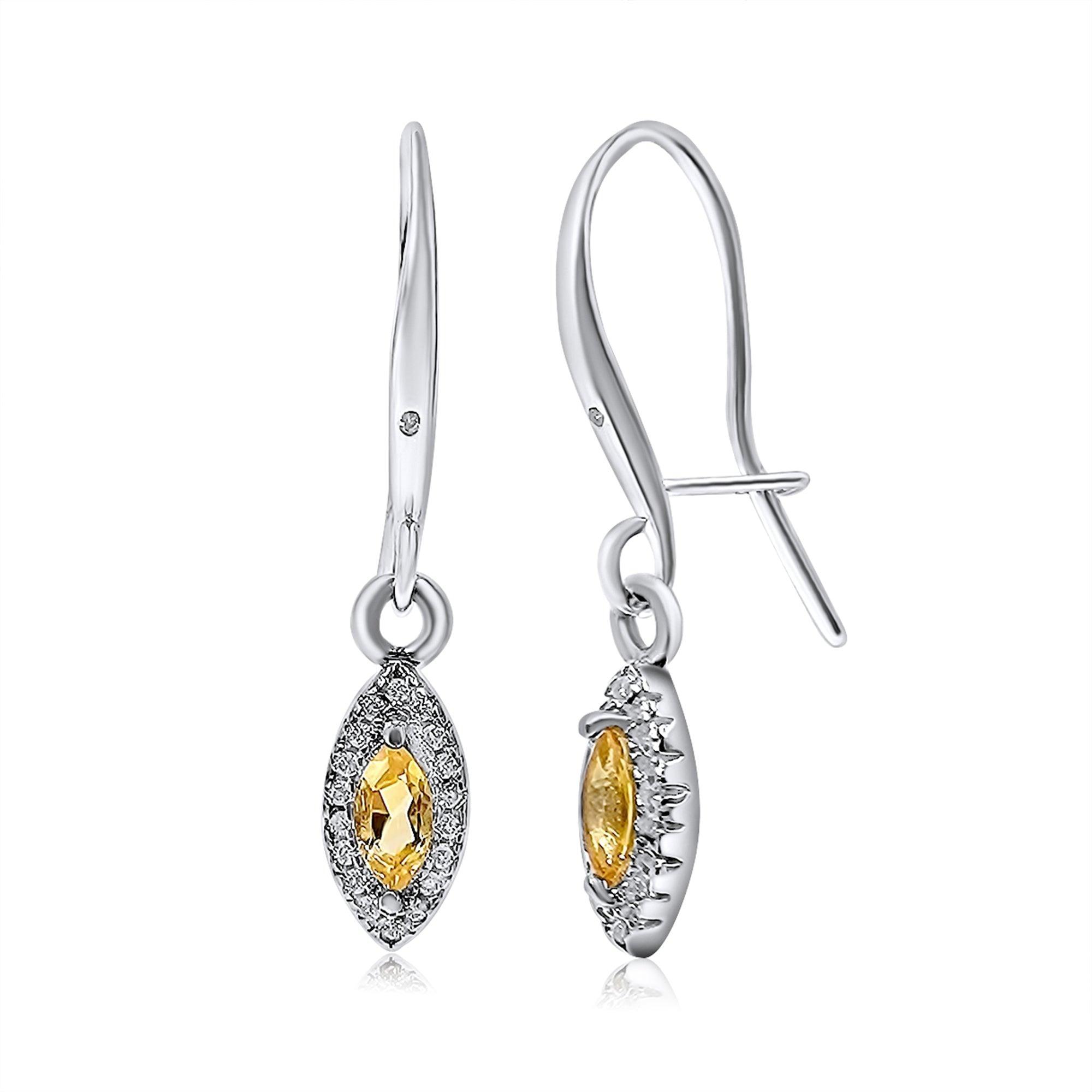 Citrine 18 Karats Yellow Gold Classy Dangle Drops Modern Earrings For Sale  at 1stDibs