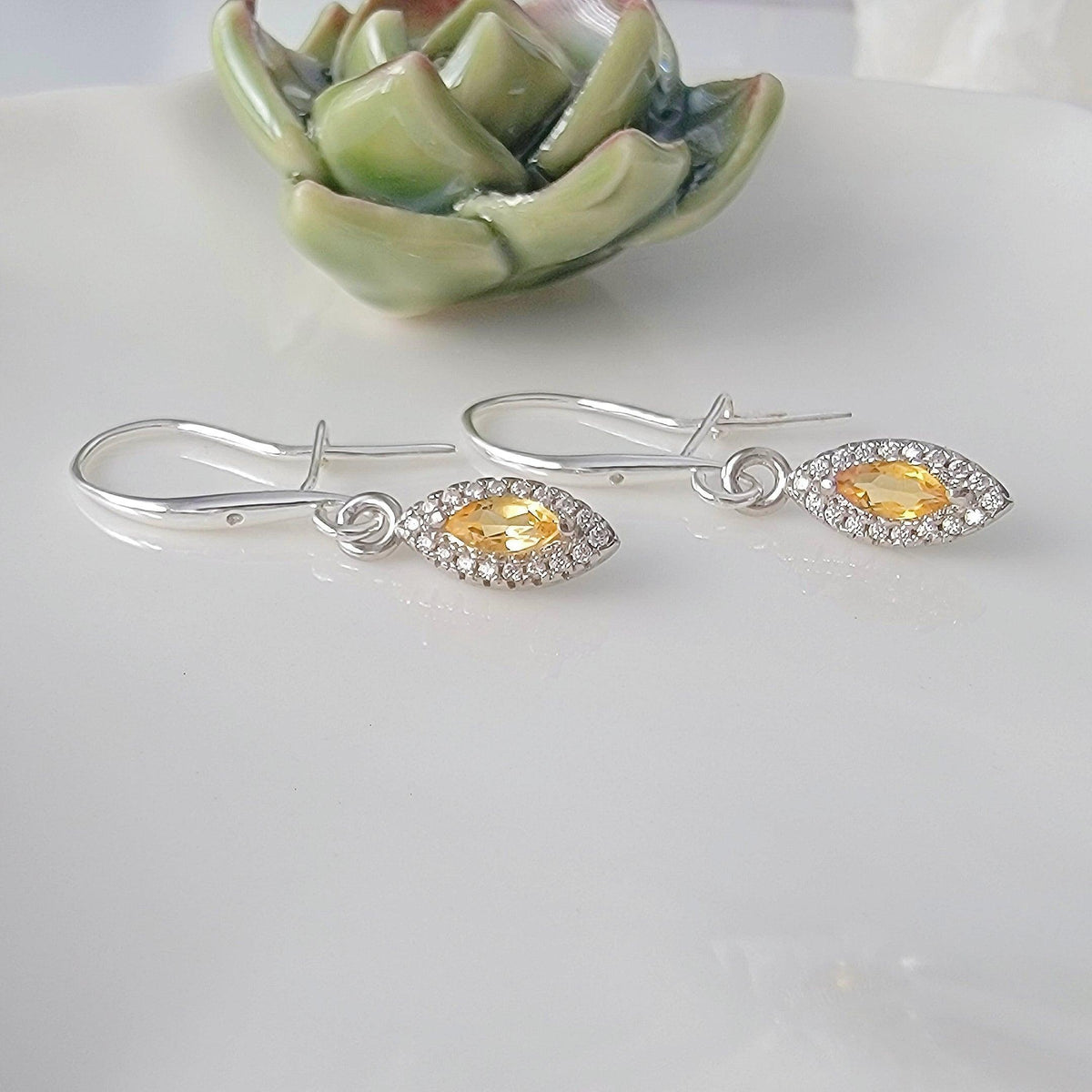 Real Citrine Drop Earrings - Uniquelan Jewelry