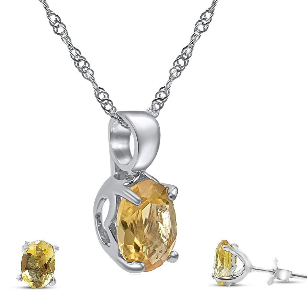 Real Citrine Heart Jewelry Set - Uniquelan Jewelry