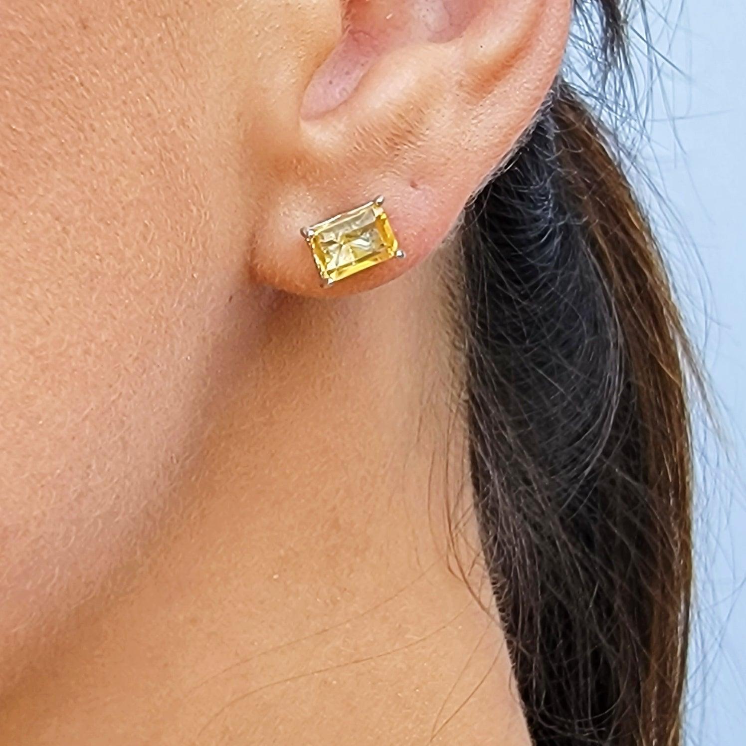 Real Citrine Heart Stud Earrings - Uniquelan Jewelry
