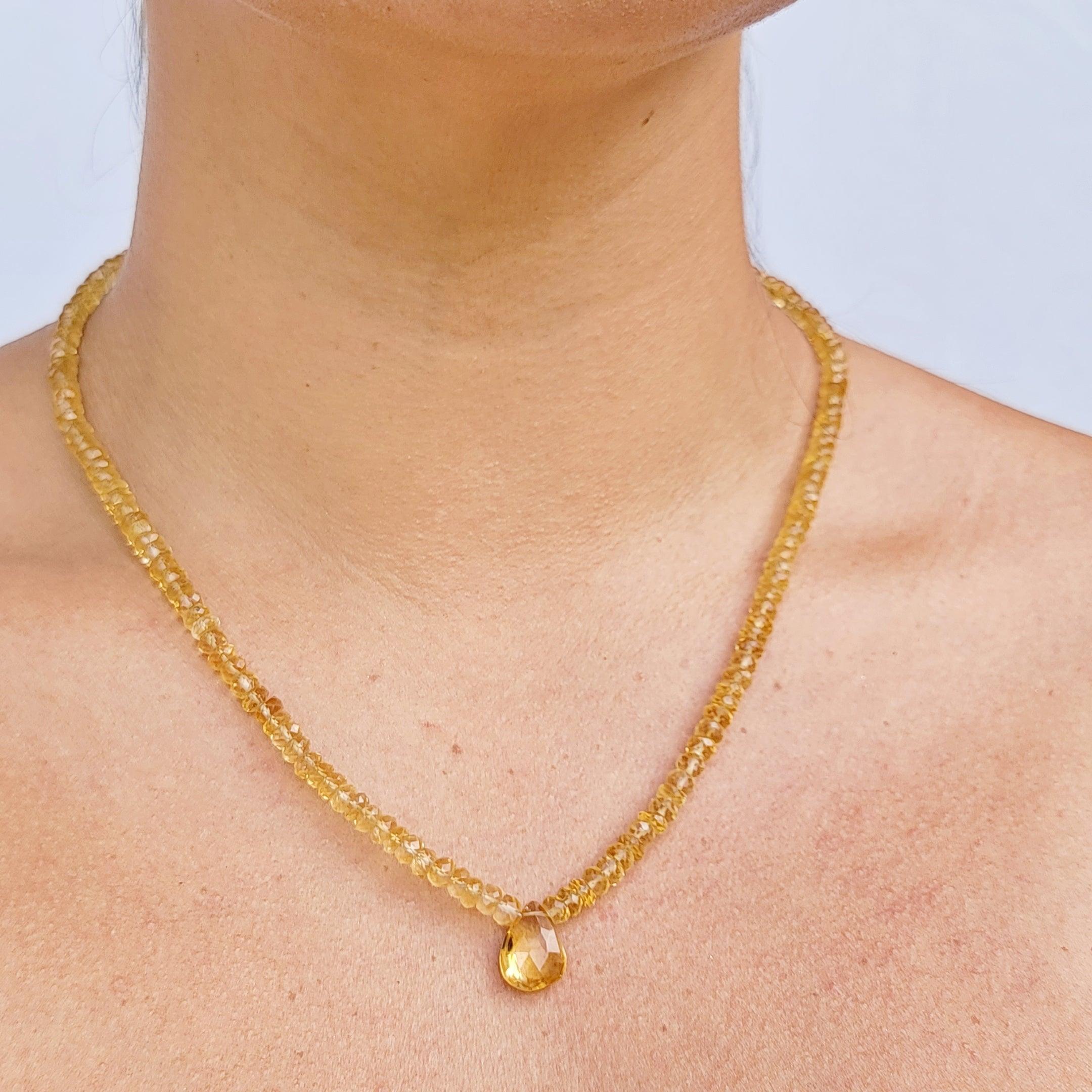 Real Citrine pendant Strand Necklace