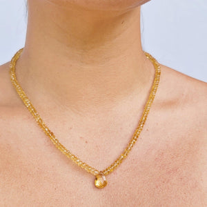 Real Citrine pendant Strand Necklace - Uniquelan Jewelry