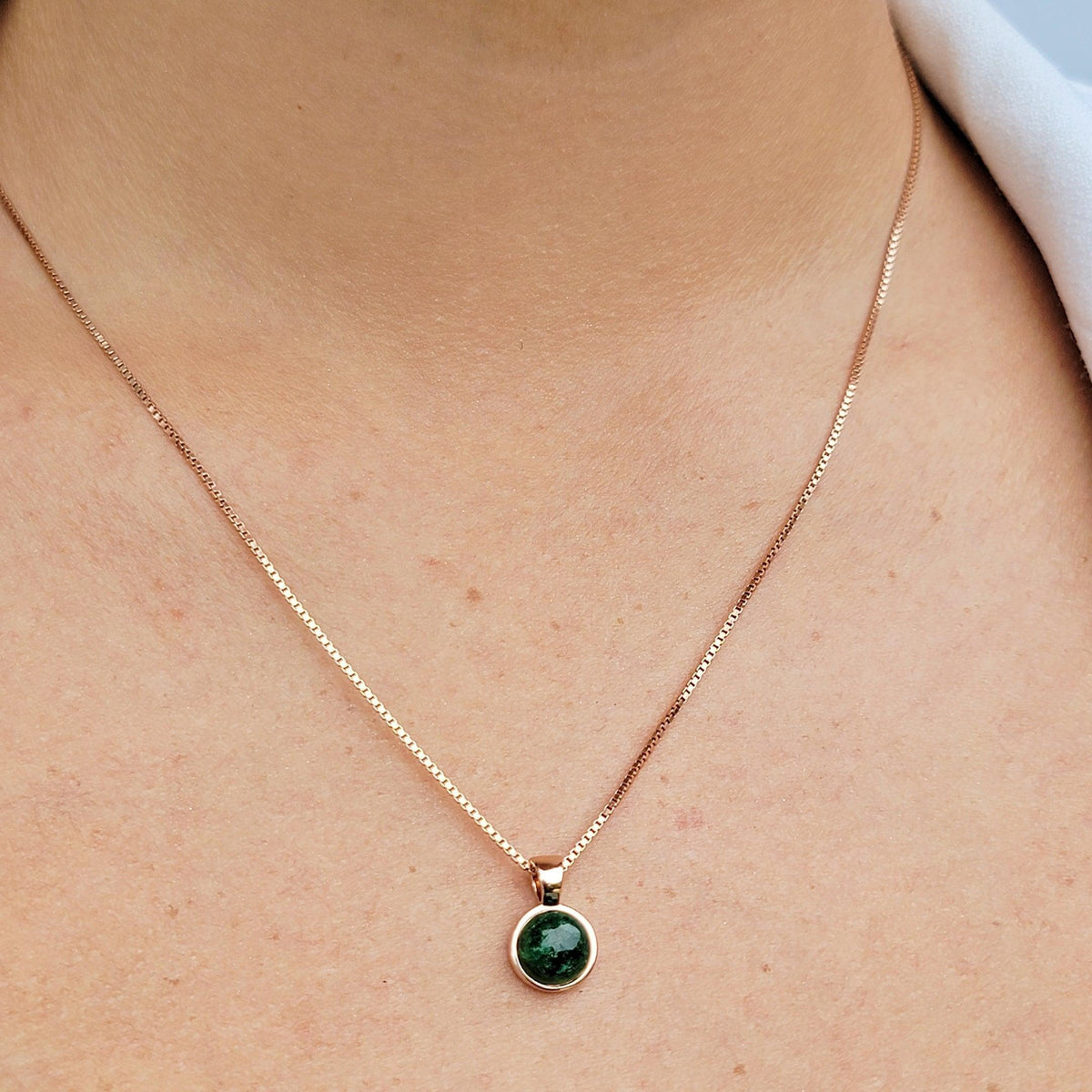 Real Emerald Bezel Necklace - Uniquelan Jewelry