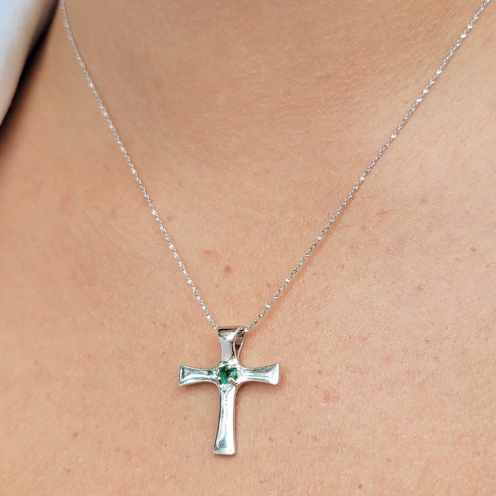 Real Emerald Cross Necklace - Uniquelan Jewelry