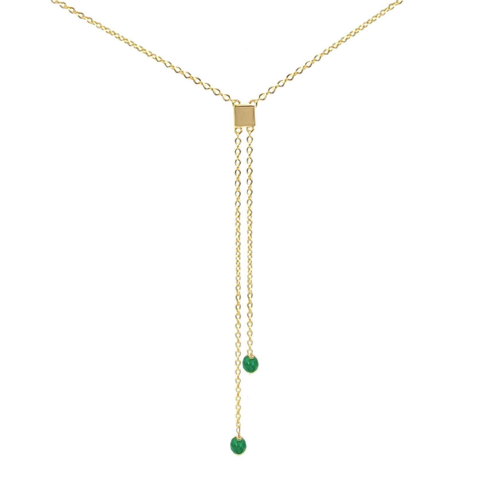 Real Emerald Lariat Chain Necklace