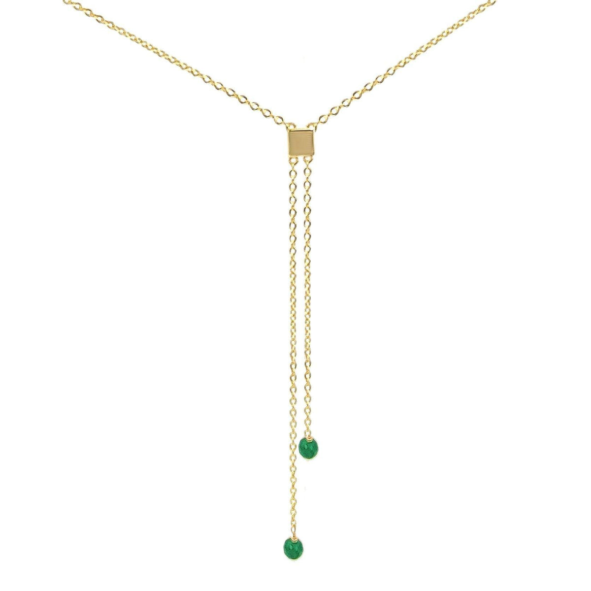 Real Emerald Lariat Chain Necklace - Uniquelan Jewelry