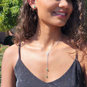 Real Emerald Lariat Chain Necklace - Uniquelan Jewelry