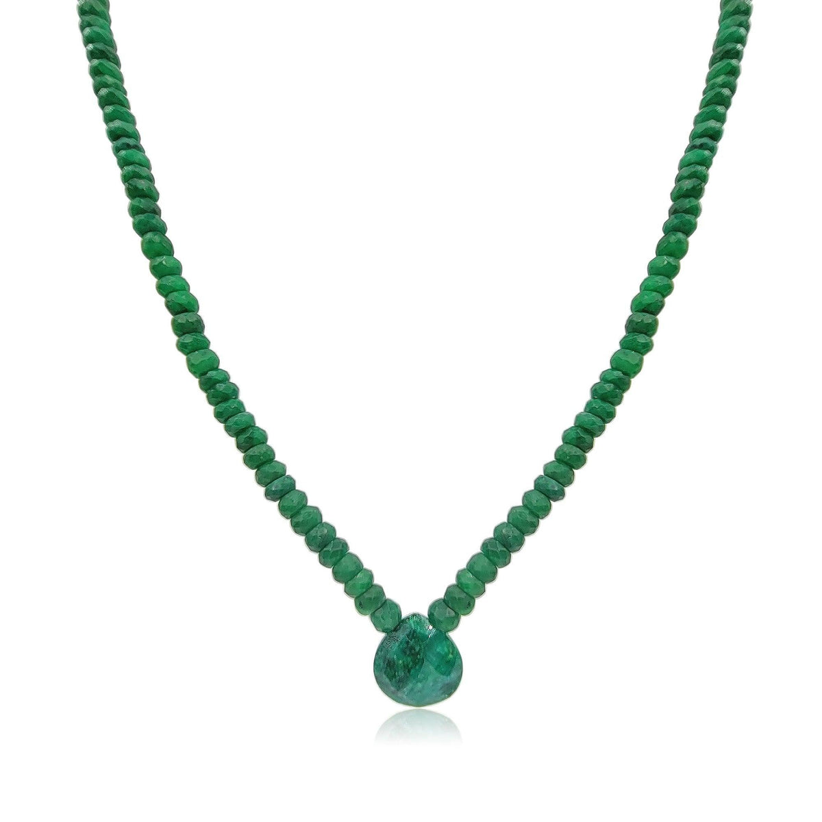 Real Emerald pendant Strand Necklace - Uniquelan Jewelry