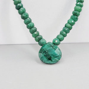 Real Emerald pendant Strand Necklace - Uniquelan Jewelry