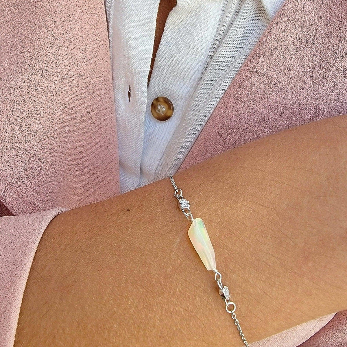 Real Fire Opal Chain Bracelet - Uniquelan Jewelry