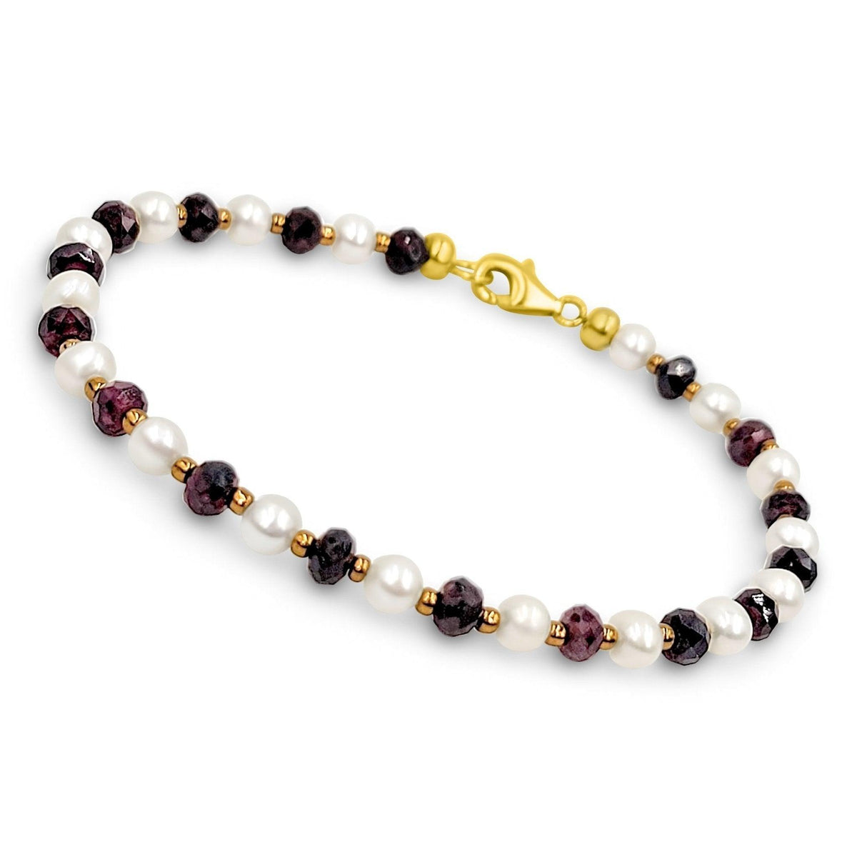 Real Garnet and Pearl Bracelet - Uniquelan Jewelry