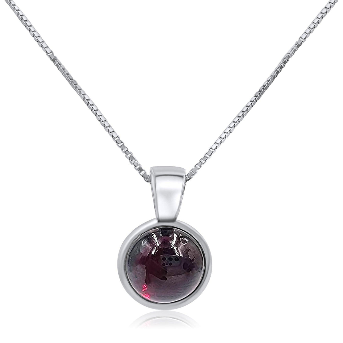 Real Garnet Bezel Necklace - Uniquelan Jewelry