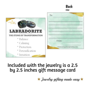 Real Labradorite Bezel Stud Earrings - Uniquelan Jewelry