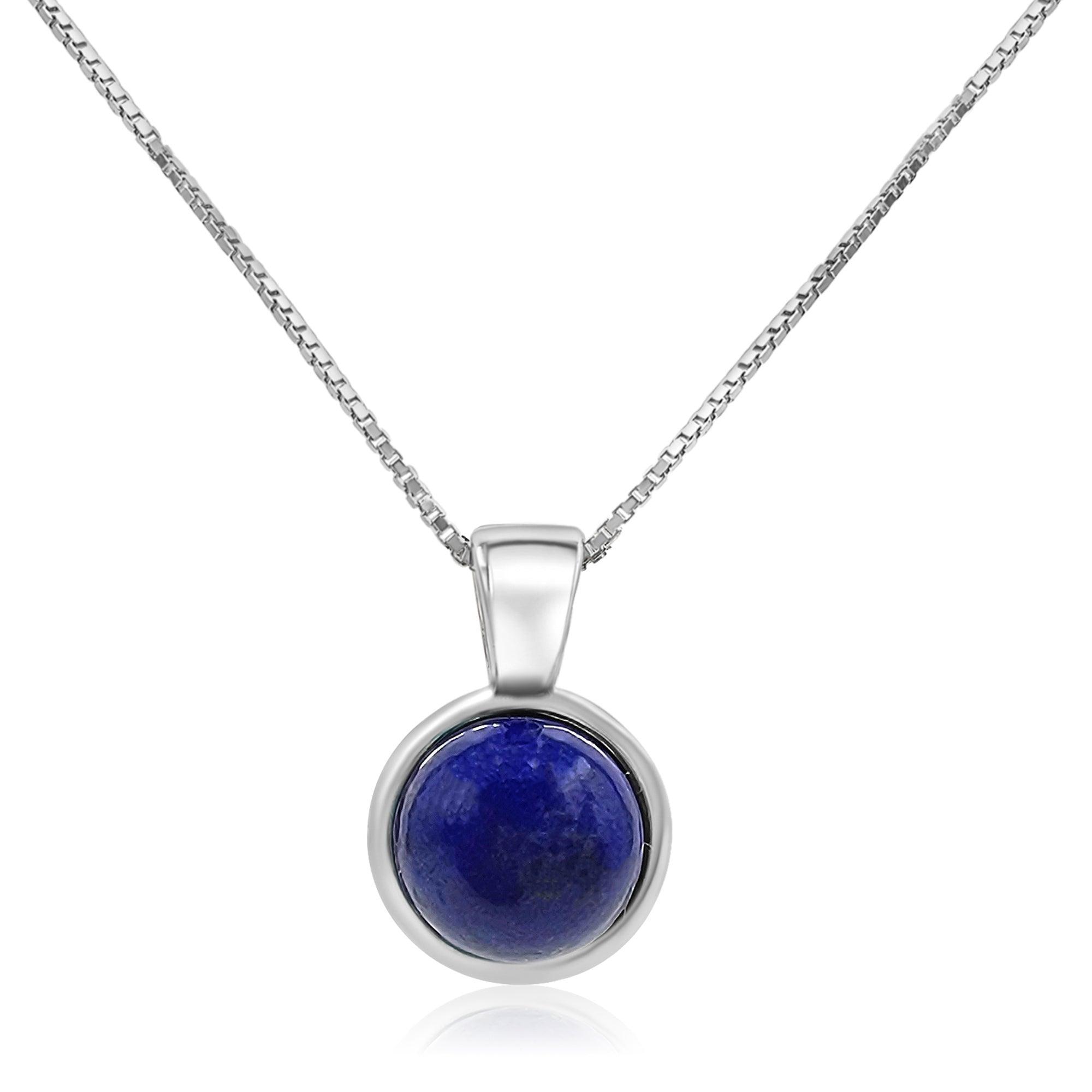 Real Lapis Lazuli Bezel Necklace - Uniquelan Jewelry