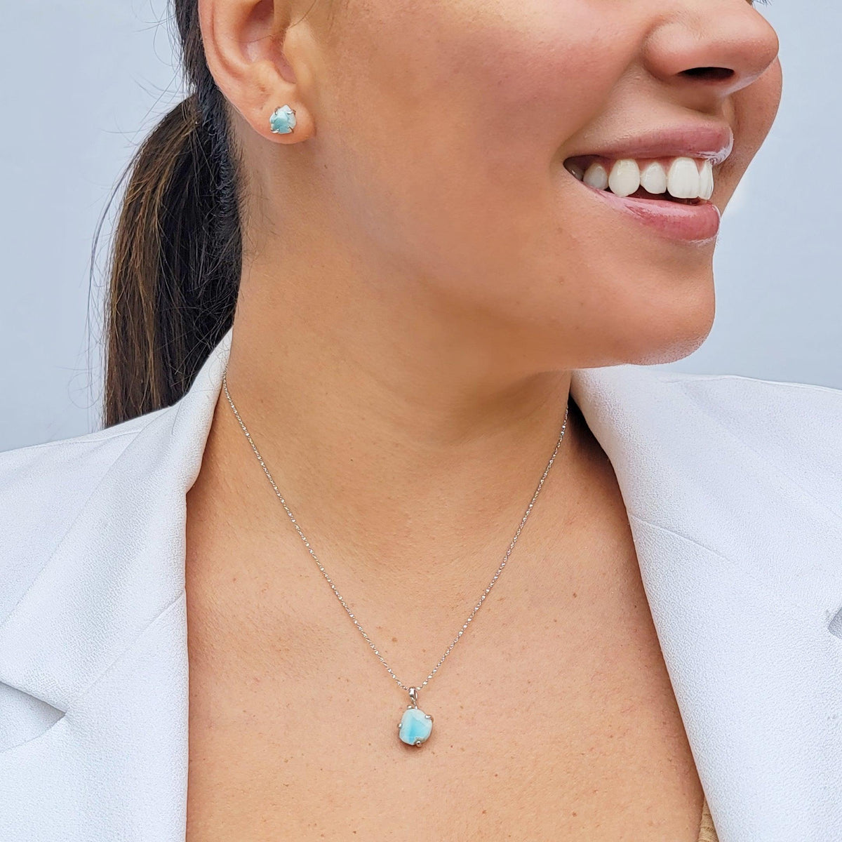 Real Larimar Bezel Necklace - Uniquelan Jewelry