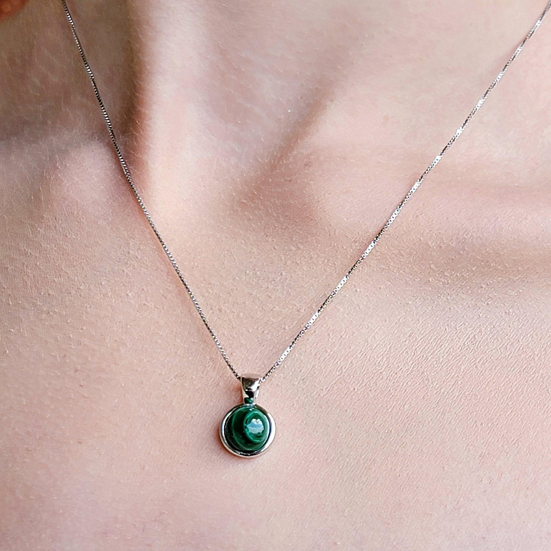 Real Malachite Bezel Necklace