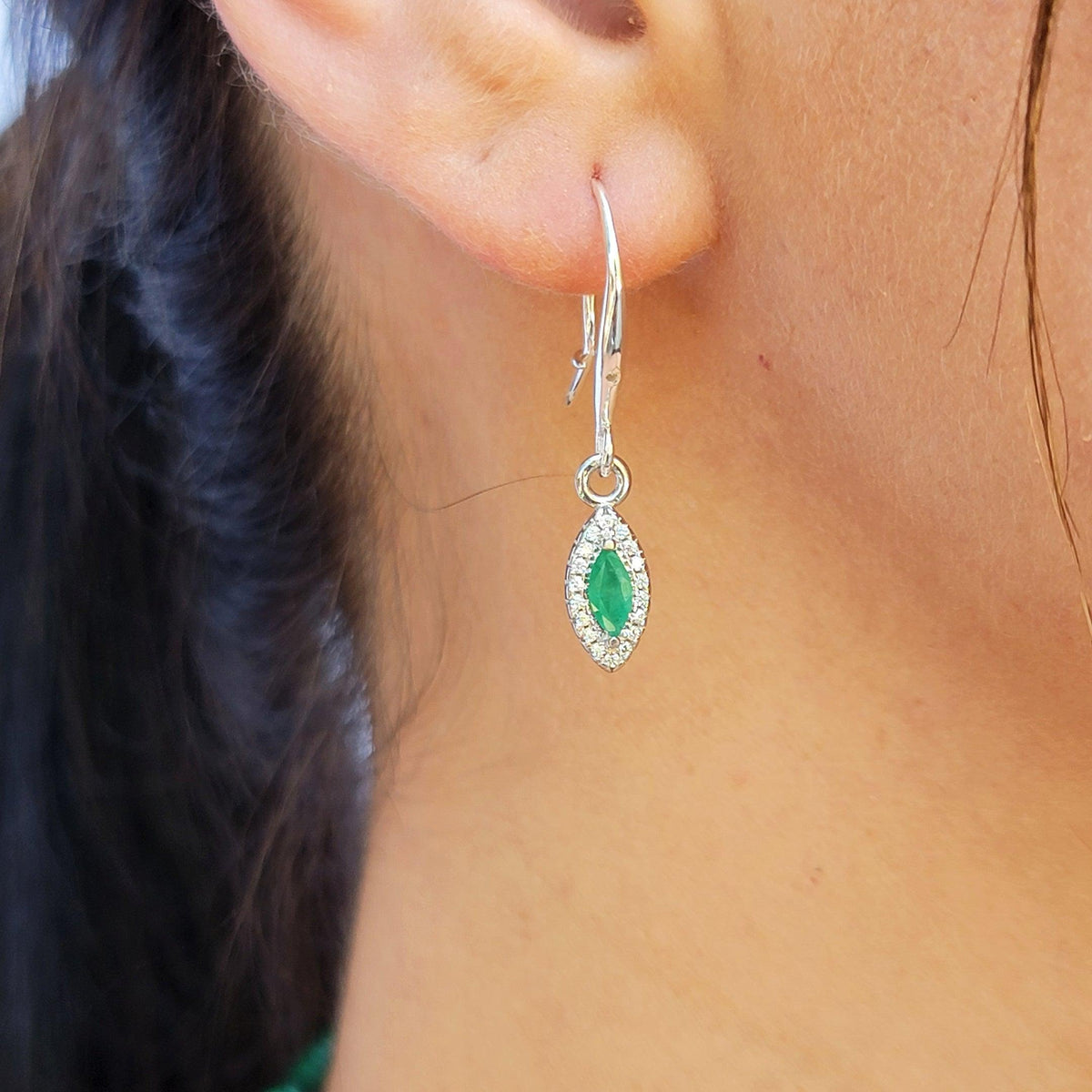 Real Marquise Emerald Drop Earrings - Uniquelan Jewelry