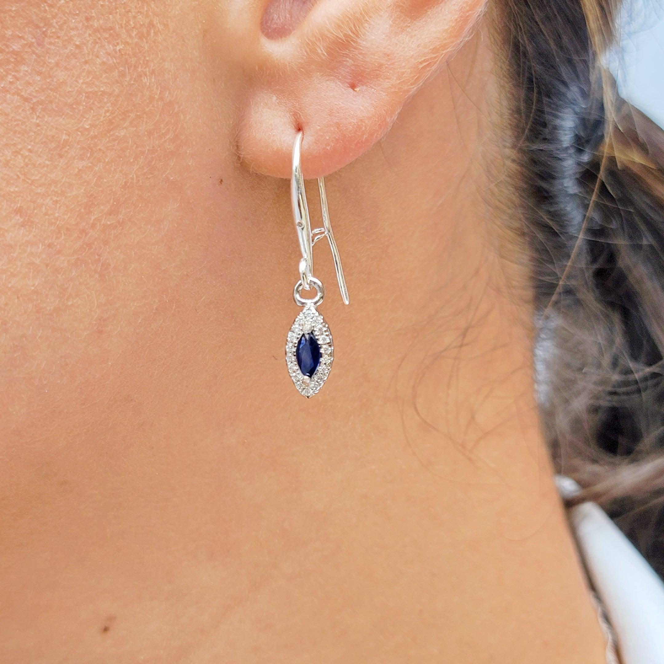 Real Marquise Sapphire Drop Earrings
