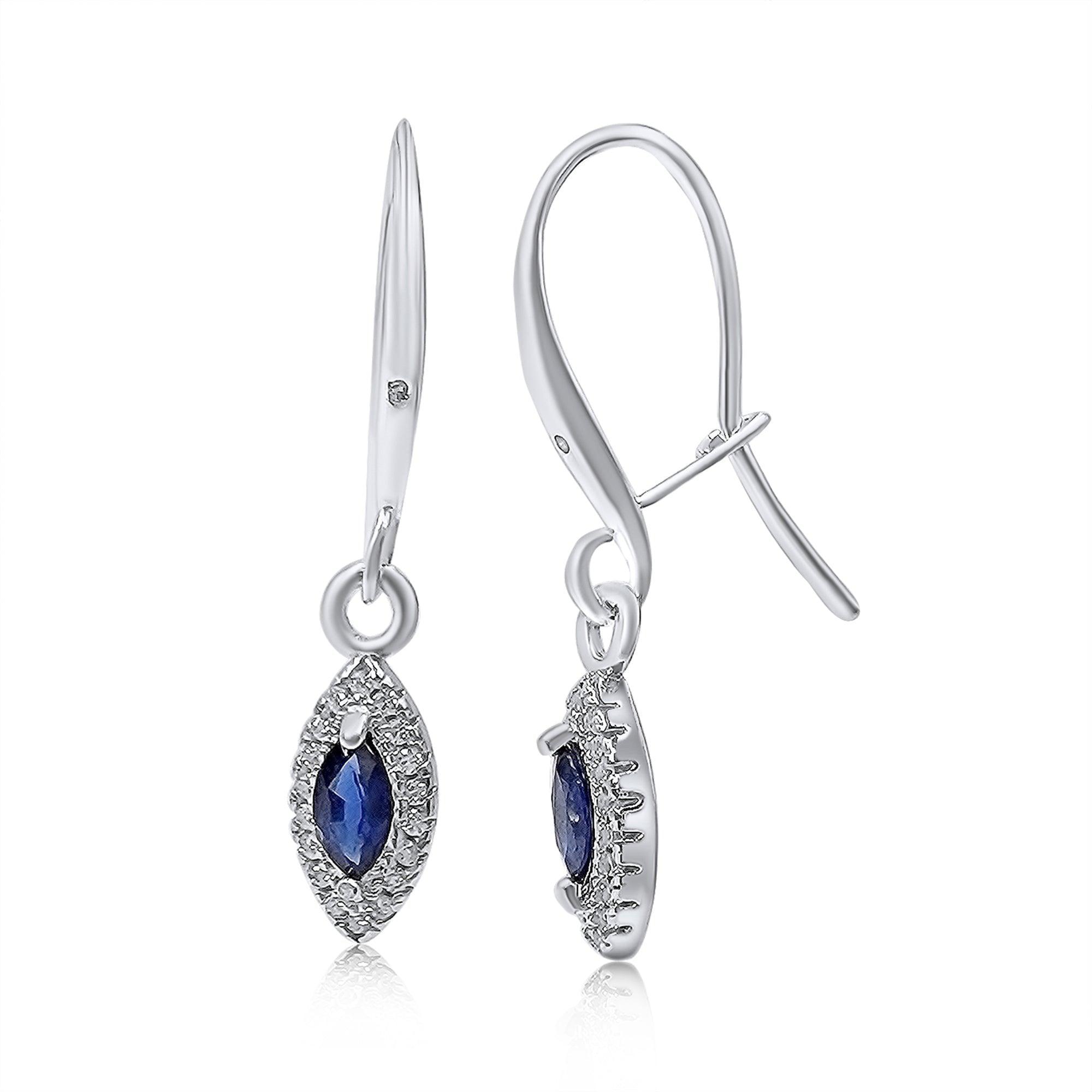 Real Marquise Sapphire Drop Earrings - Uniquelan Jewelry