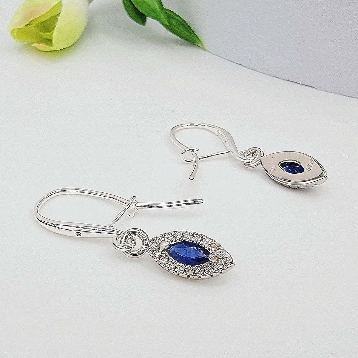 Real Marquise Sapphire Drop Earrings - Uniquelan Jewelry