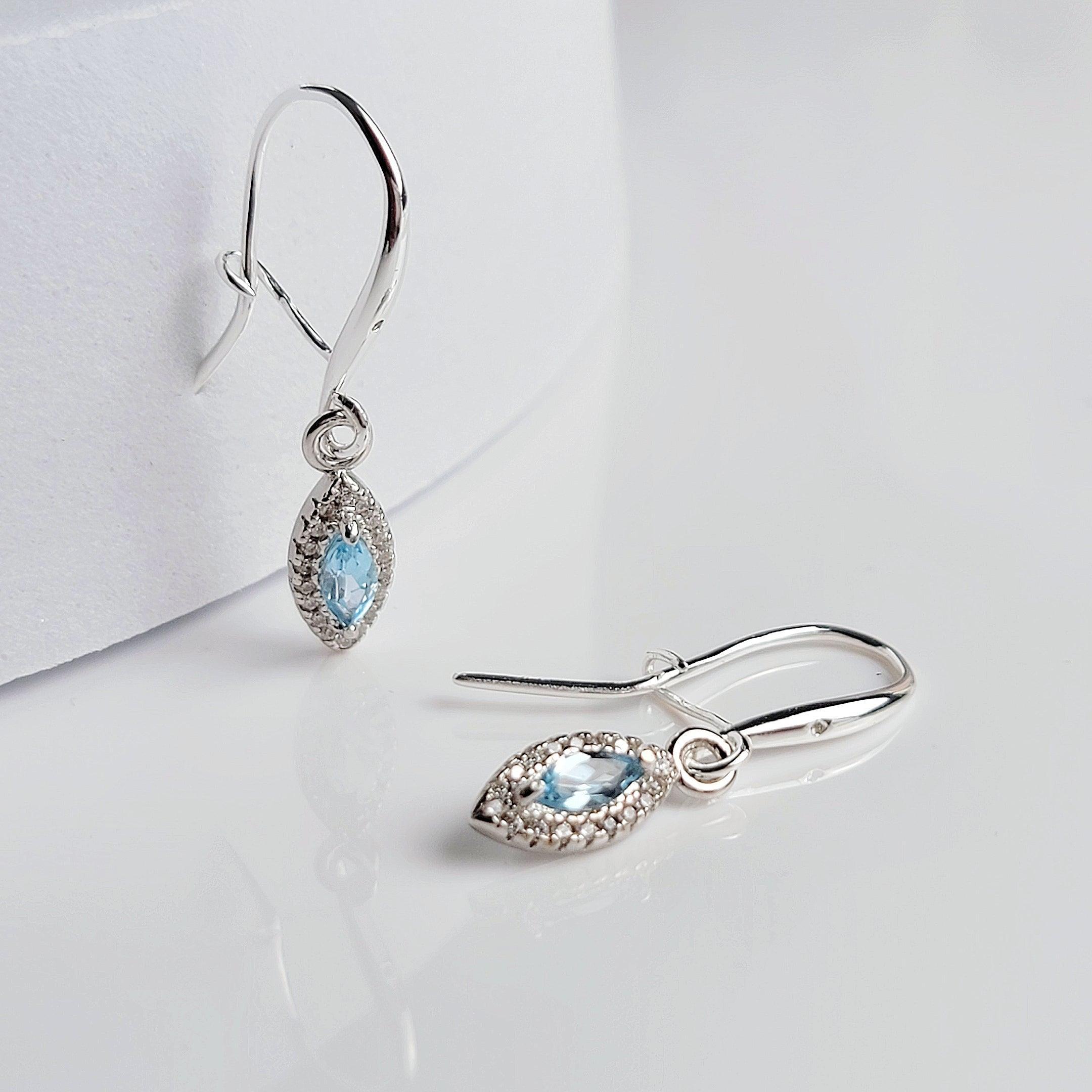 Allison Kaufman Simple Blue Topaz drop Earrings 161513 - Sami Fine Jewelry