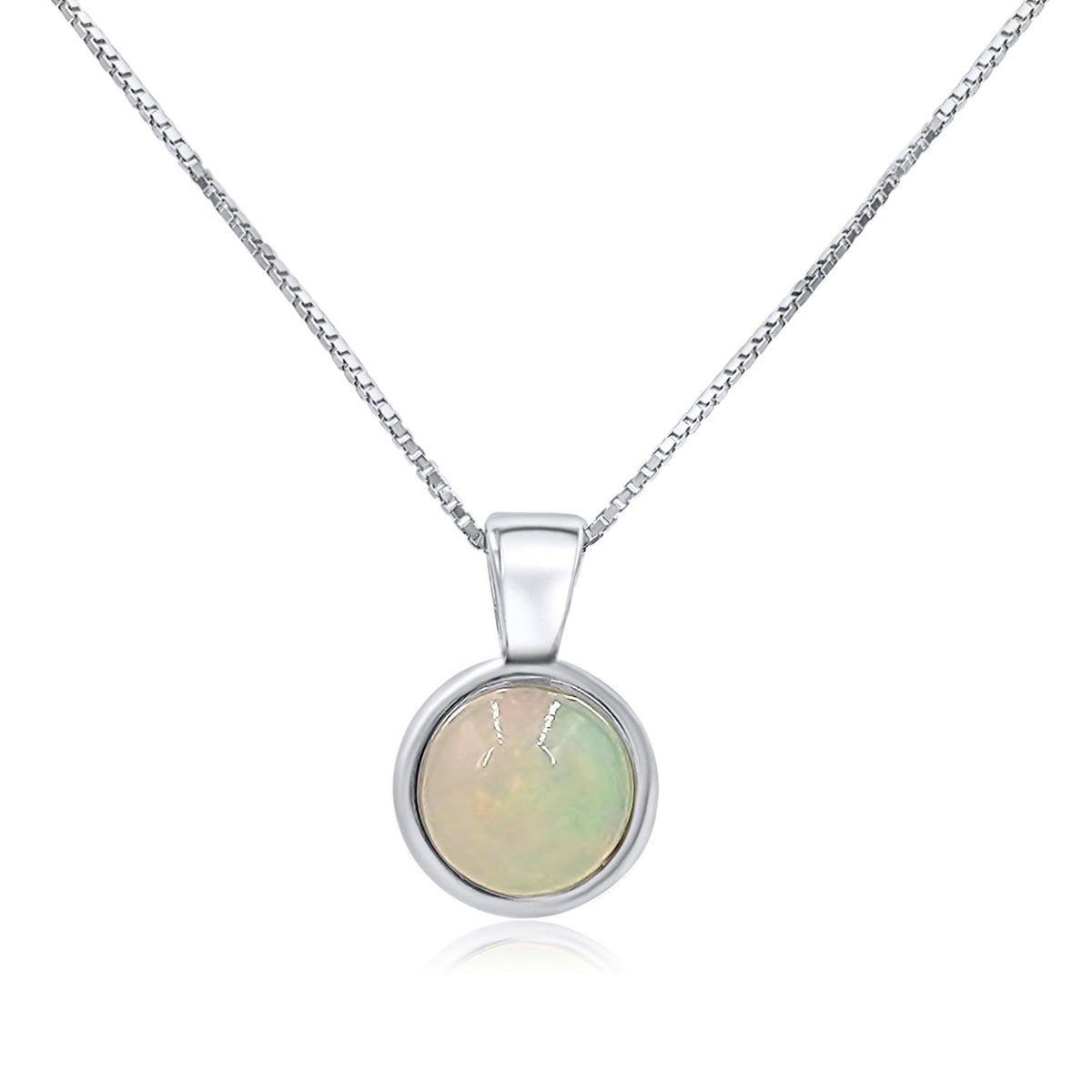 Real Opal Bezel Necklace - Uniquelan Jewelry