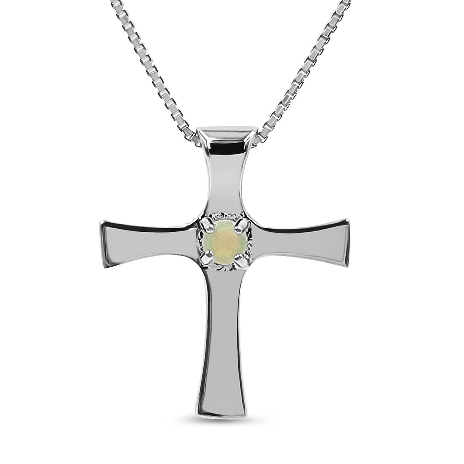 Real Opal Cross Necklace - Uniquelan Jewelry
