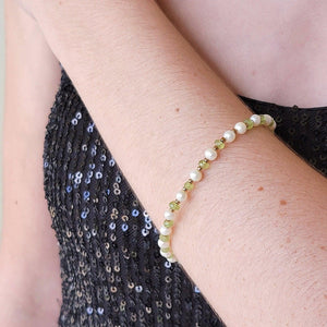Real Peridot and Pearl Bracelet - Uniquelan Jewelry