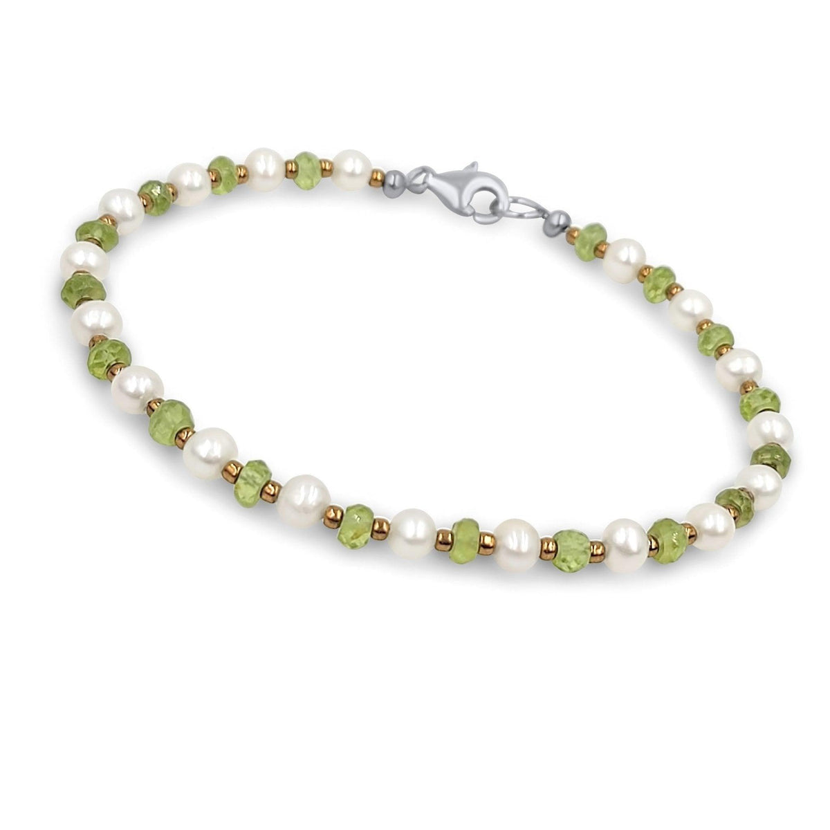 Real Peridot and Pearl Bracelet - Uniquelan Jewelry