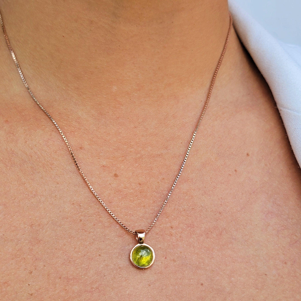 Real Peridot Bezel Necklace - Uniquelan Jewelry