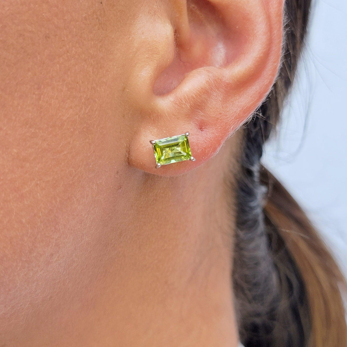 Real Peridot Heart Stud Earrings - Uniquelan Jewelry