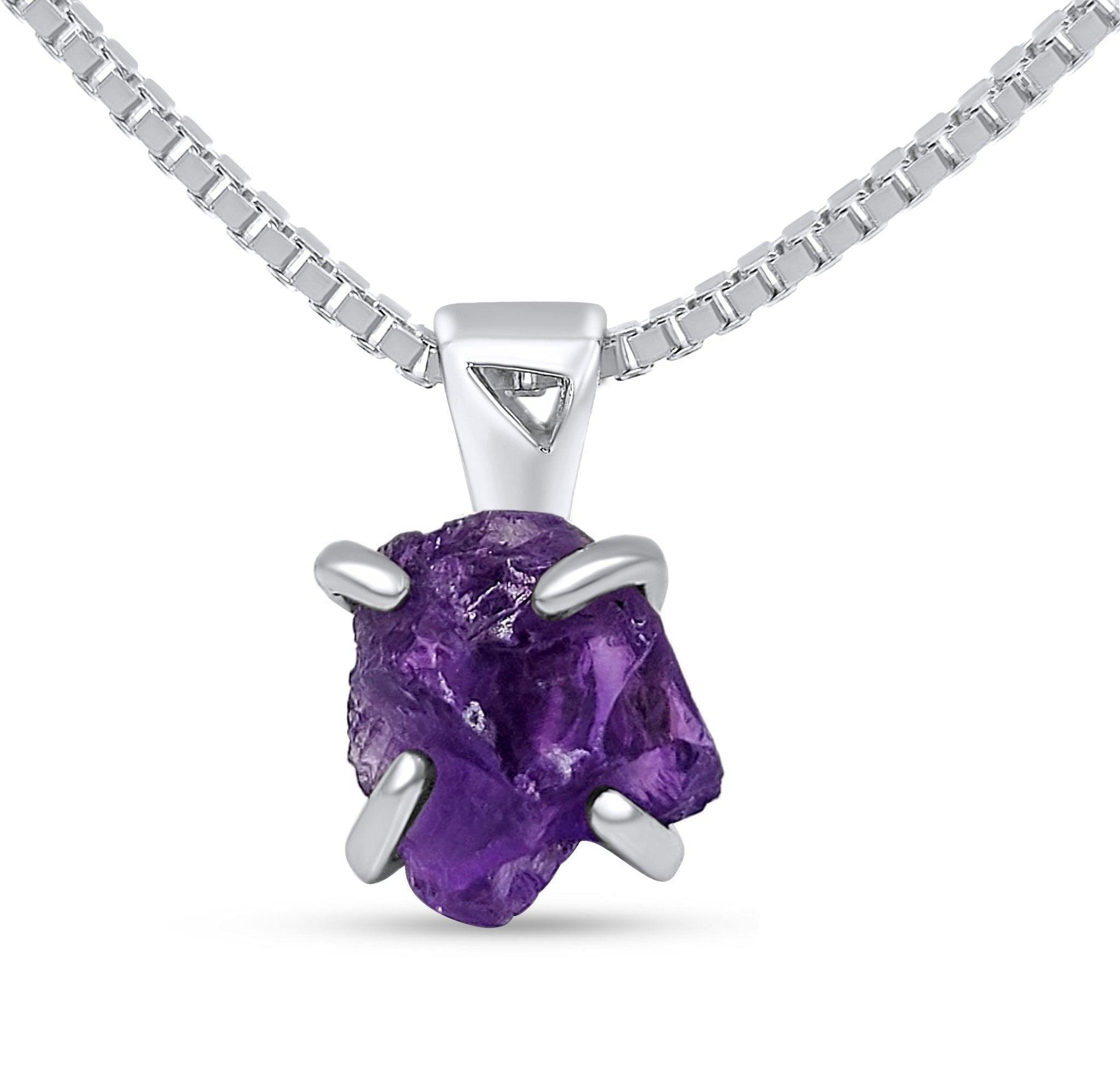 Raw Amethyst Crystal Pendant Necklace