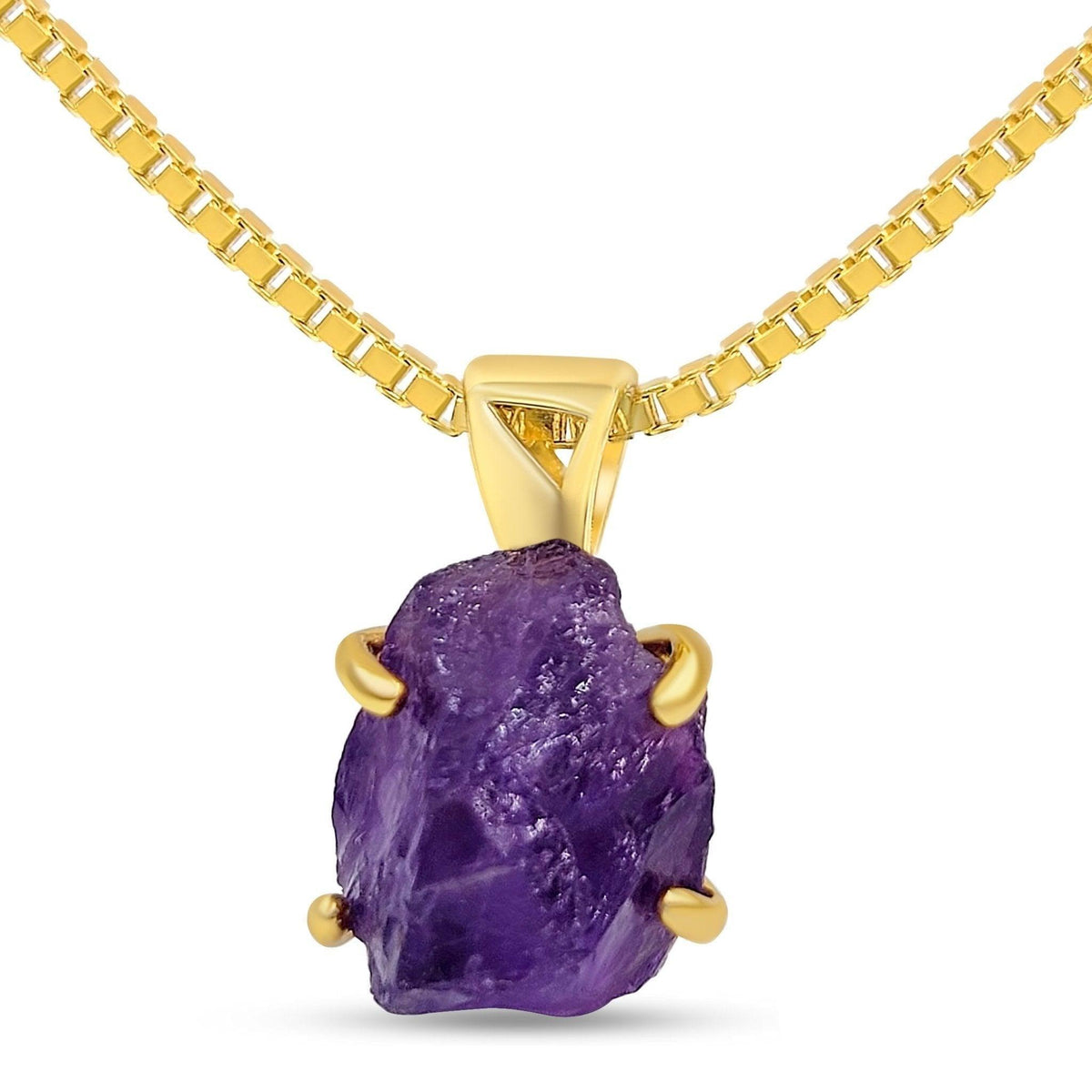 Tri Raw Amethyst Crystal Necklace - Uniquelan Jewelry