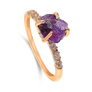 Real Raw Amethyst Tiny Ring - Uniquelan Jewelry